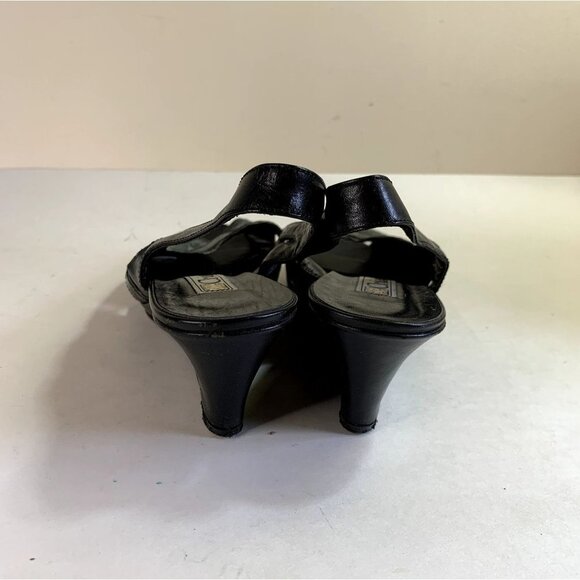 Vintage 70s Pointed Toe Slingback SnakeSkin Wedge Shoe Black Green Women's 38/7 - Picture 6 of 9